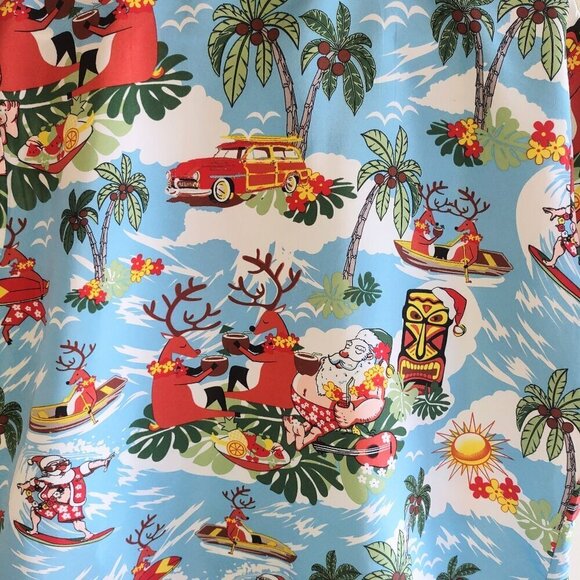 NWT 'Surf Santa Tiki Bar Tropical Shirt - SSLR  Short Sleeve Hawaiian  Women XXL - Picture 3 of 8